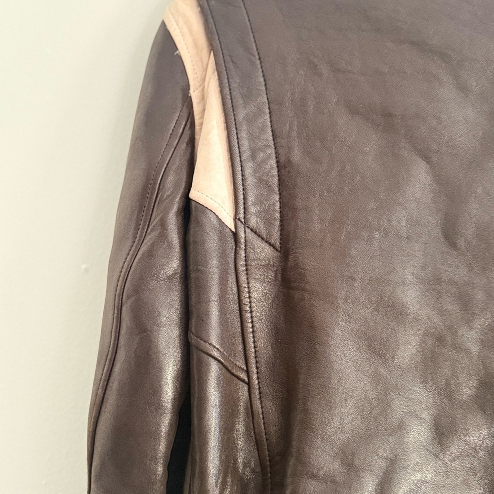 IRO Black and Cream Leather Leather Moto Biker Jacket Size 36 l US Small - Picture 16 of 17